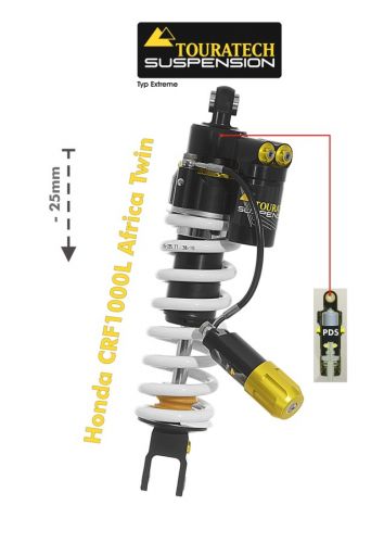 01-402-5878-0 Touratech Suspension lowering shock (-25 mm) for Honda CRF1000L Africa Twin 2015-2017 Type Extreme