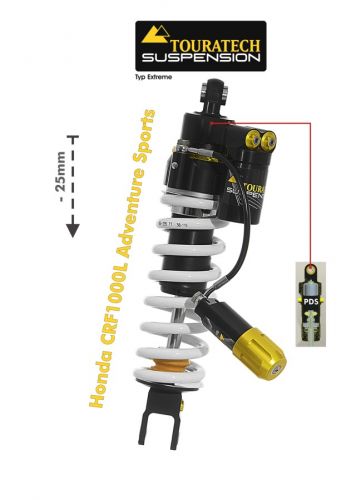 01-402-5873-0 Touratech Suspension lowering shock (-25 mm) for Honda CRF1000L Adventure Sports from 2018 Type Extreme