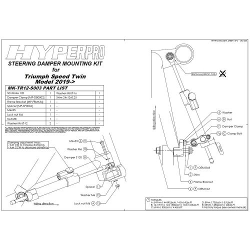 01-423-5869-0 BLACK-T Lenkungsdaempfer fuer Triumph Speed Twin ab 2019 *CSC* +incl. Anbausatz+
