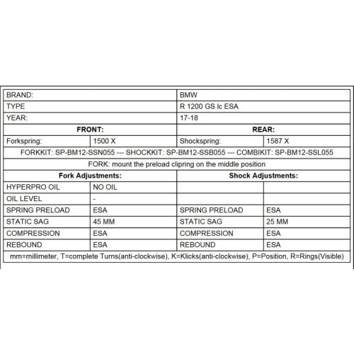 01-045-7441-0 Austauschfedern progressiv vorn und hinten fuer BMW R1200GS(LC) (2017-2018) „Original Federbeine mit BMW Dynamic ESA“