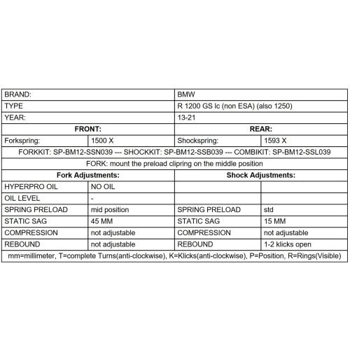 01-045-7439-0 Austauschfedern progressiv vorn und hinten fuer BMW R1200GS(LC)/R1250GS 2013-2024, Fuer Original Federbeine ohne BMW Dynamic ESA