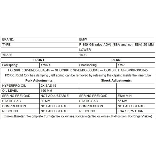 01-082-5889-0 Progressive Gabelfedern fuer BMW F850GS/BMW F850GS Adventure ab 2018 Tieferlegung um -25mm