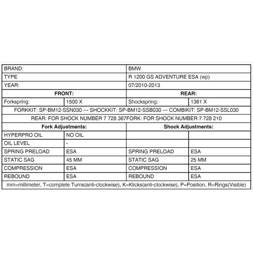 01-040-7445-0 Austauschfedern progressiv vorn und hinten fuer BMW R1200GS Adventure ESA 2010-2013 „BMW Originalfederbeine WP“