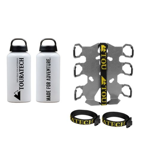 01-050-3219-0 ZEGA Pro/ZEGA Mundo Zubehörhalterset Flaschenhalter zweifach mit 2x Touratech Aluminium Trinkflasche 0,6 Liter