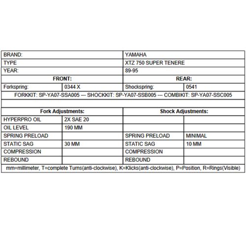 01-058-2689-0 Progressive Gabelfedern für Yamaha XTZ 750 Super Tenere (1989-1995)