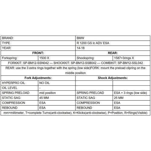 01-045-7443-0 Austauschfedern progressiv vorn und hinten fuer BMW R1200GS Adventure (LC) 2014-2018 „Original Federbeine mit BMW Dynamic ESA“