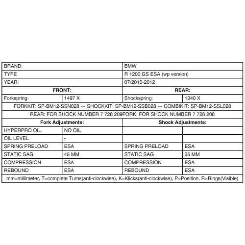 01-040-7442-0 Austauschfedern progressiv vorn und hinten fuer BMW R1200GS-ESA 2010-2012 „BMW Originalfederbeine WP“