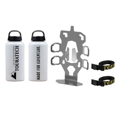 01-050-3417-0 ZEGA Evo Zubehörhalterset Flaschenhalter zweifach mit 2x Touratech Aluminium Trinkflasche 0,6 Liter