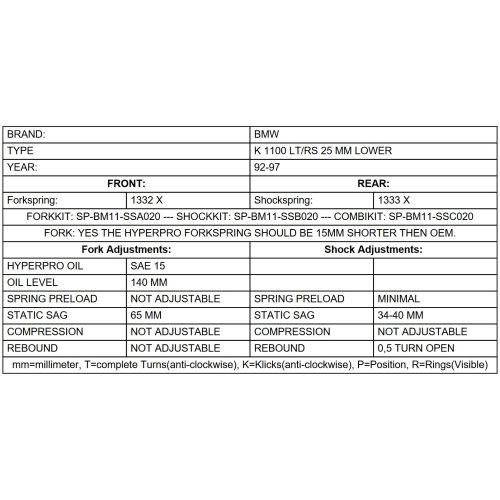 01-058-2010-0 Touratech Suspension Tieferlegung -25mm fuer BMW K 1100 LT, K 1100 RS 1992 - 1997